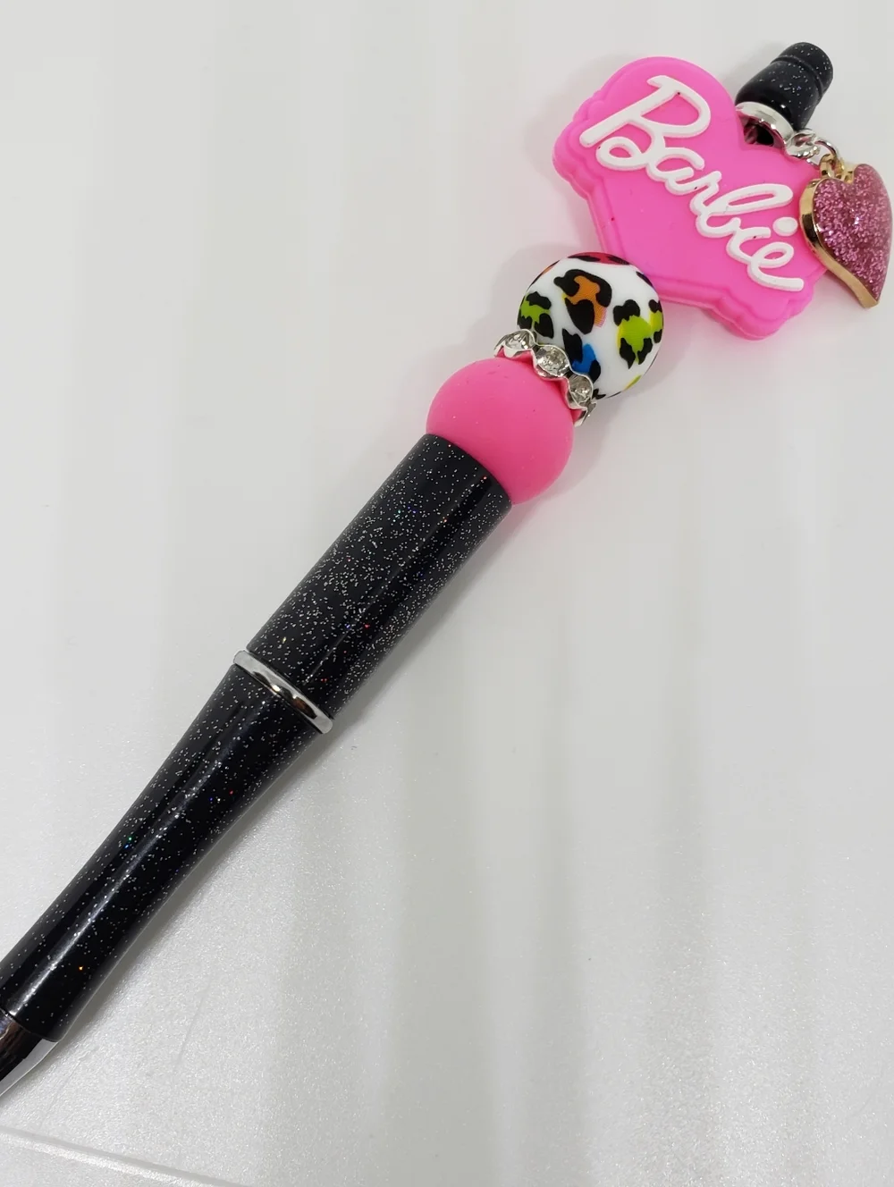Handmade Glitter Barbie Beaded Silicone Focal Bead Pen